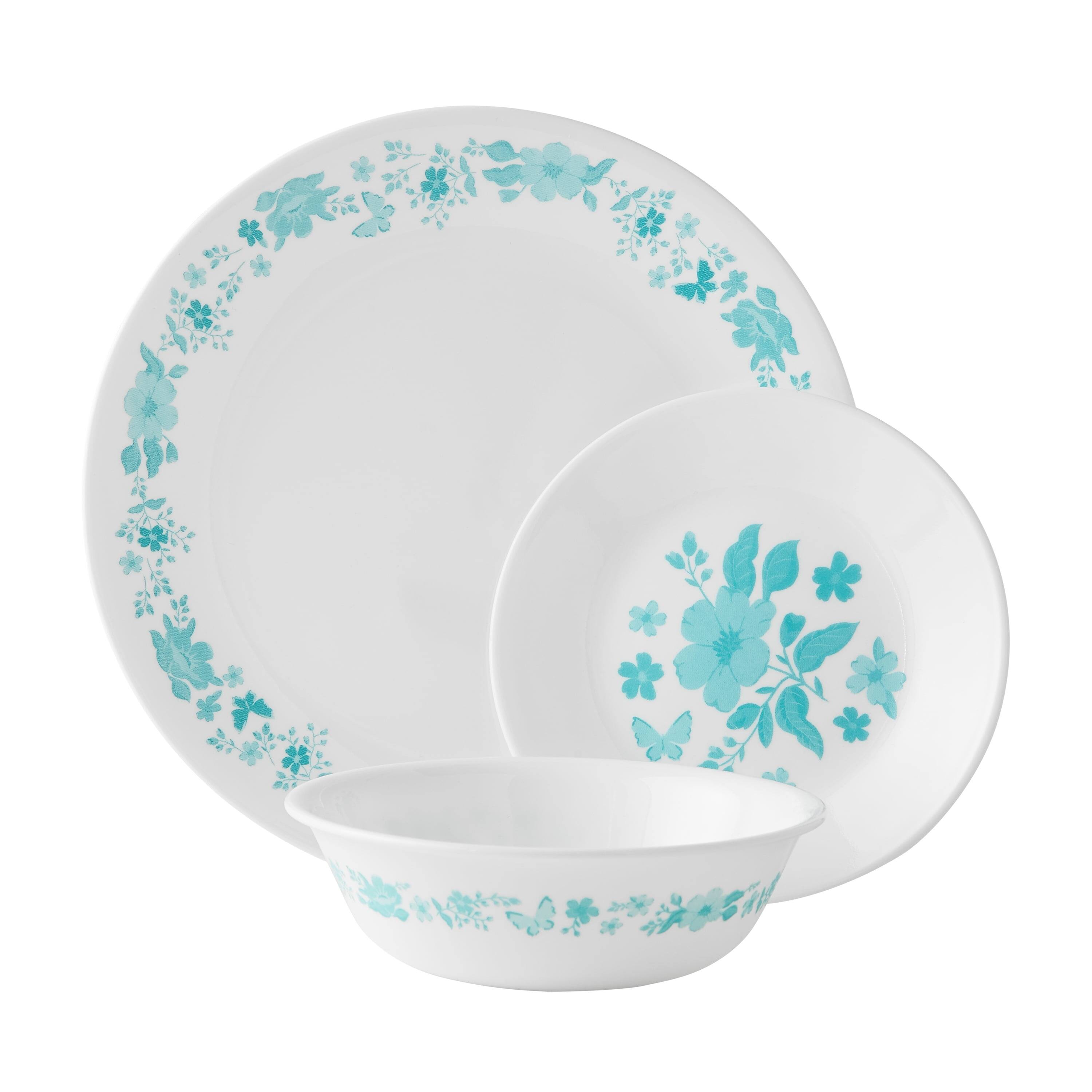 Corelle 12-Piece Dinnerware Set, Evie, Teal Bed Bath Beyond