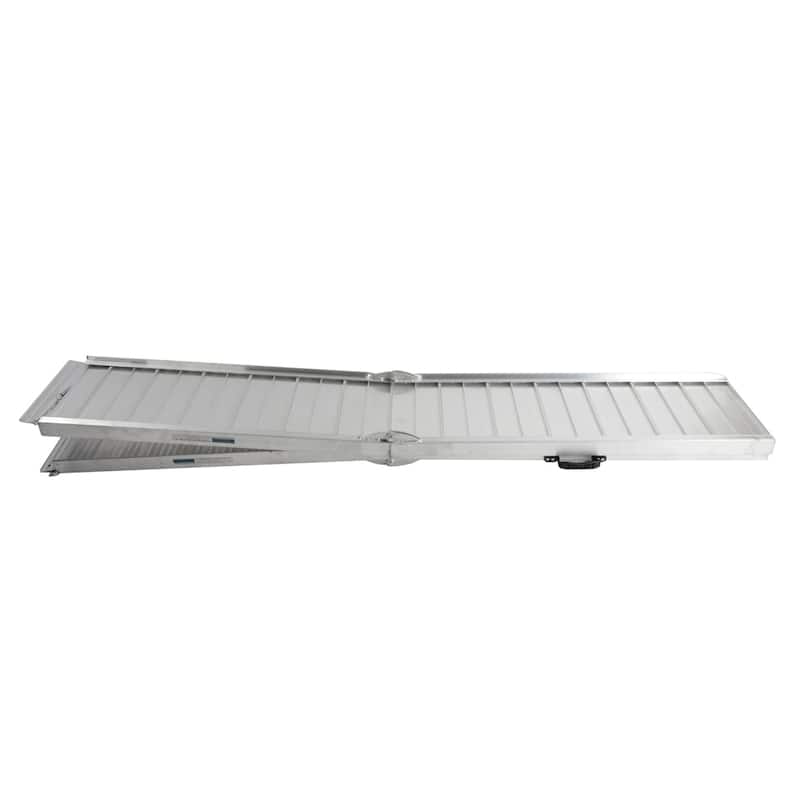 7FT Four-section Aluminum Wheelchair Ramps Silver - N/A