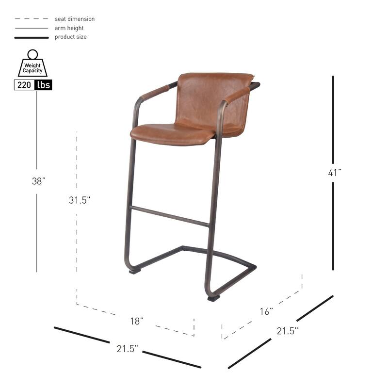 NPD Furniture Indy PU Leather Bar Stool (Set of 2)