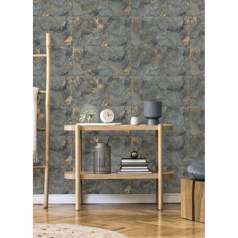 Advantage Aria Slate Marbled Tile Wallpaper