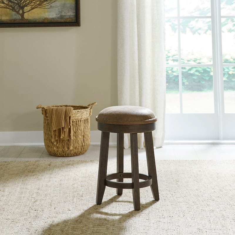 Paradise Valley Saddle Brown Upholstered Console Stool - Single