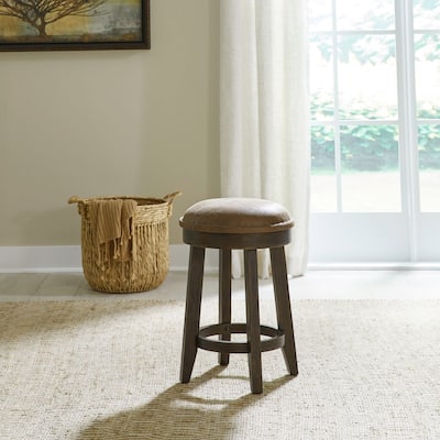 Paradise Valley Saddle Brown Upholstered Console Stool