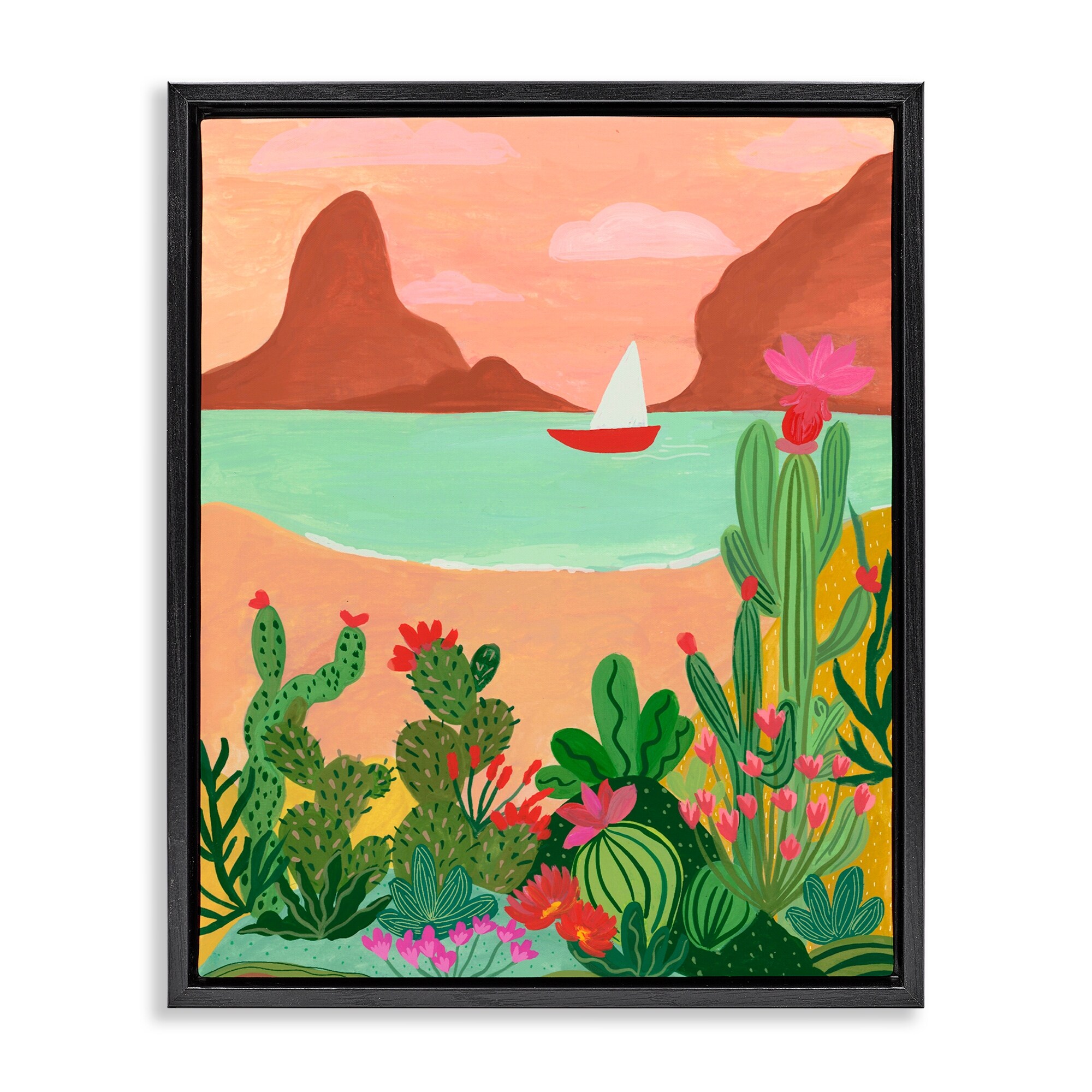 Stupell Desert Oasis Boat Framed Floater Canvas Wall Art Design By Nabeela Rumi