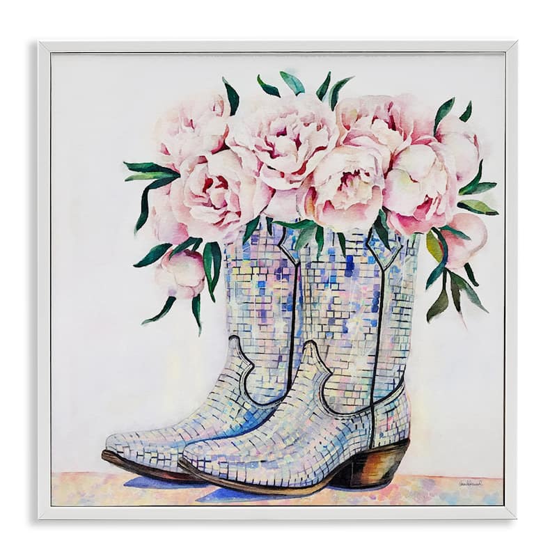 Stupell Rose Filled Cowgirl Boots Framed Giclee Art Design By Amanda Greenwood - 24 x 24 - White
