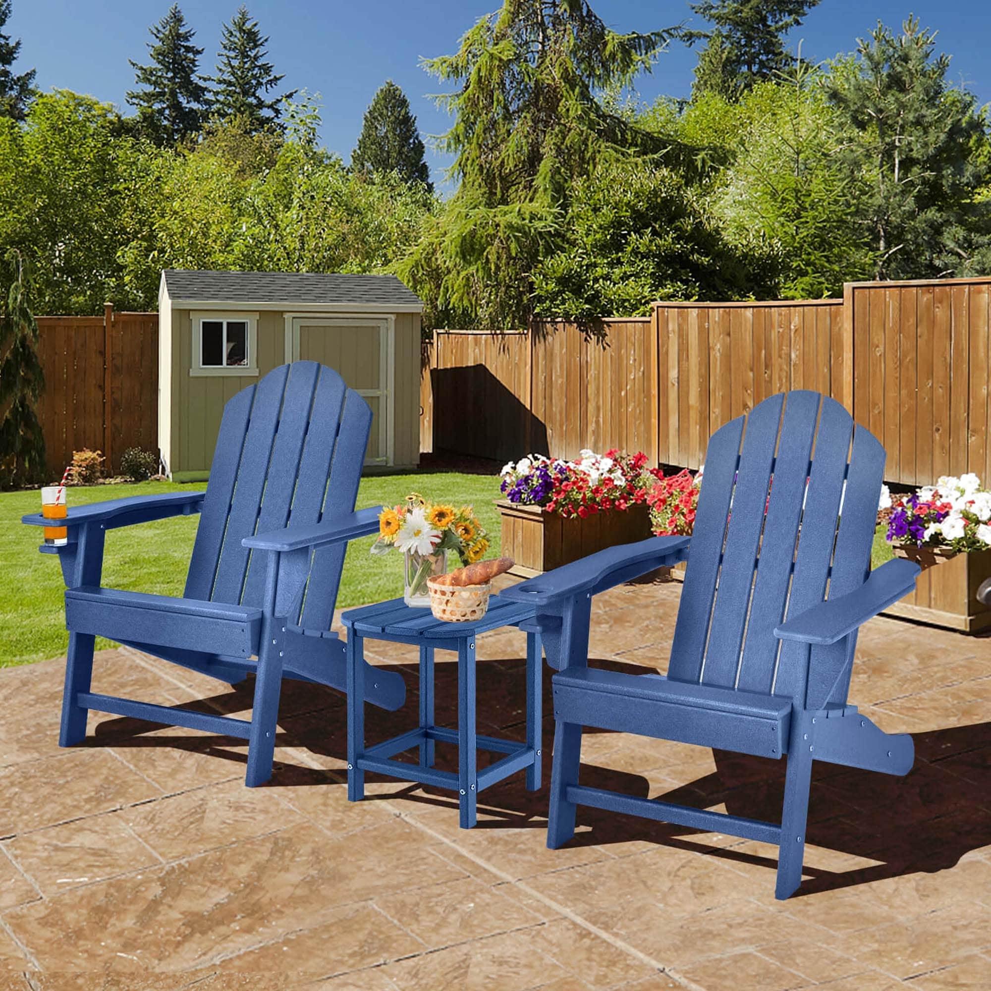 Costway 3 PCS Patio Adirondack Chair Side Table HDPE Weather Resistant - See Details