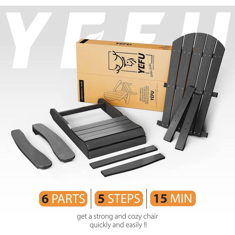 WINSOON All Weather HIPS Outdoor Plastic Adirondack Chairs Set of 2