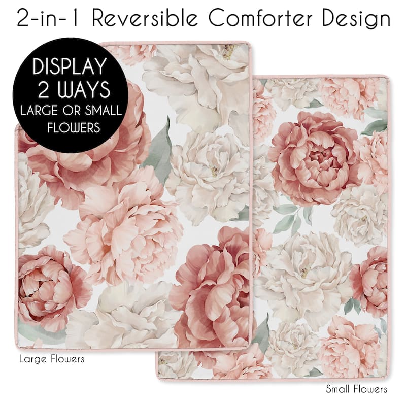 Sweet Jojo Designs Blush Pink Boho Shabby Chic Floral Girl 3pc Mini Crib Bedding Set Ivory Bohemian Vintage Watercolor Flower