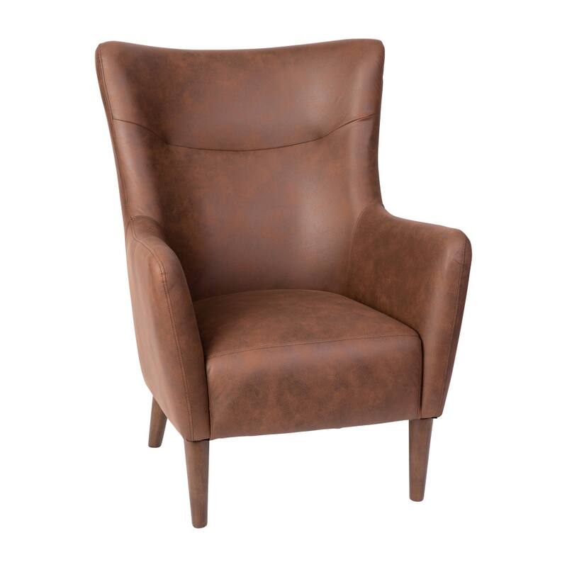 Commercial Upholstered Wingback Accent Chair with Wooden Frame and Legs - 33.25"D x 29.75"W x 41.25"H