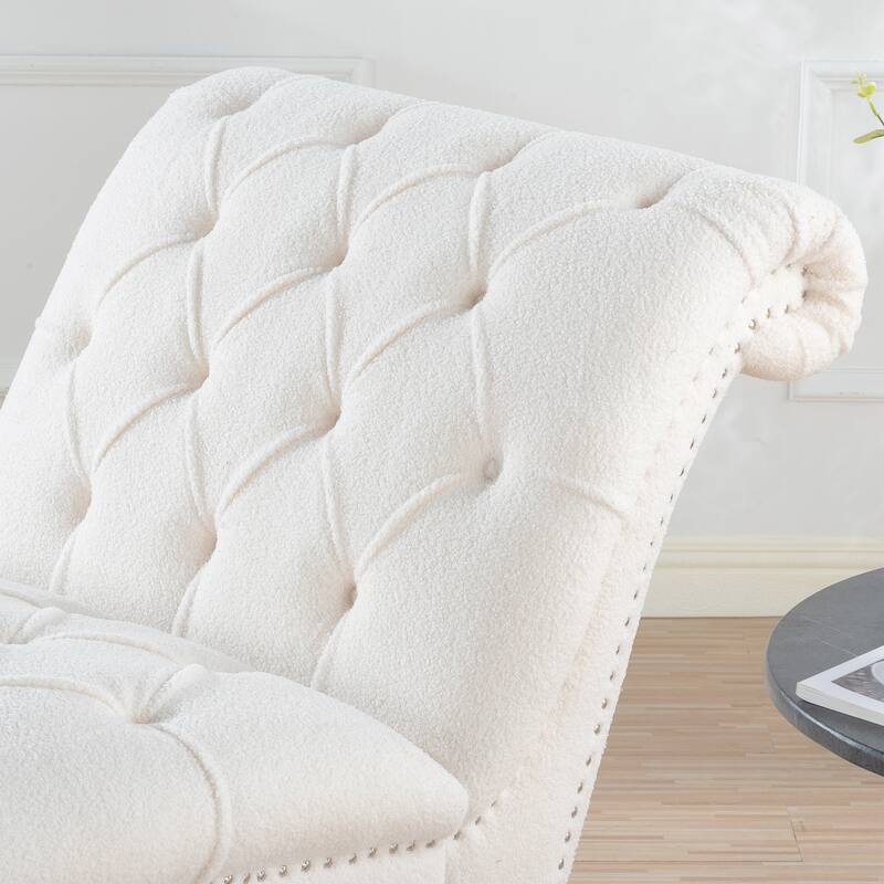 Modern 27.17" Upholstered Buttons Tufted Chaise Lounge Chair with Solid Wood Frame and Nailheads