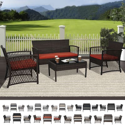 Madison Outdoor 4-Piece Rattan Patio Furniture Chat Set