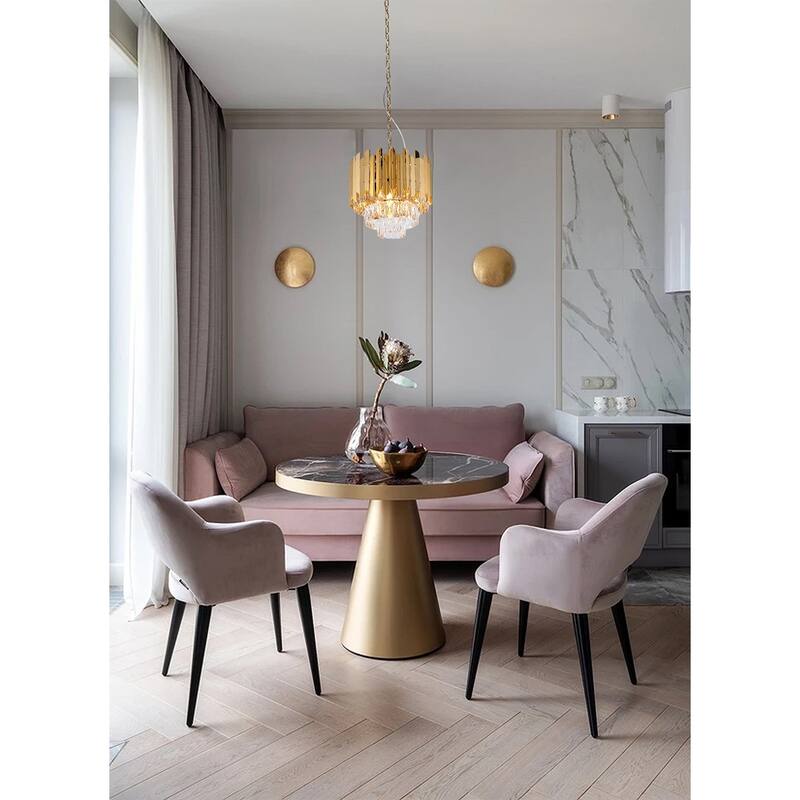 Transitional 8-Light Gold Crystal Chandelier