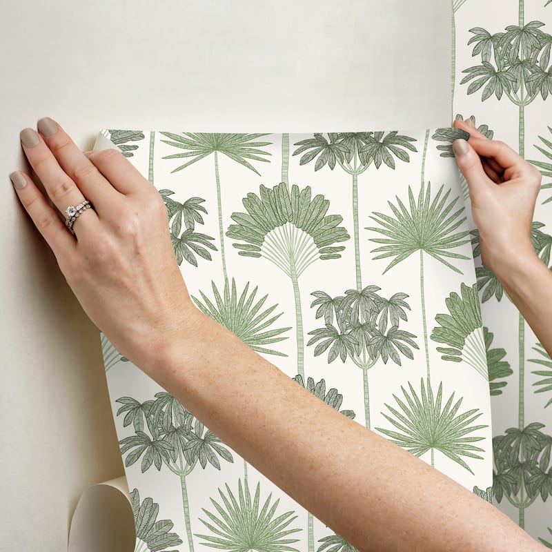 NuWallpaper Kentia Green Peel and Stick Wallpaper