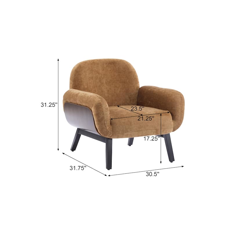 Christopher Knight Home - Modern Upholstered Accent Arm Chair with Round Arms and Solid Wood Legs