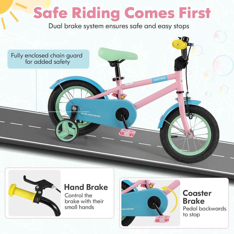 Costway 12" Kids Bike with Adjustable Saddle Handlebar Removable - See Details