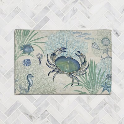 Laural Home Blue Crab Chenille Accent Rug