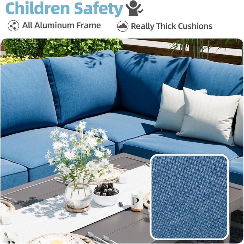 AECOJOY Aluminum Patio Furniture Set Outdoor Conversation Table and Chair
