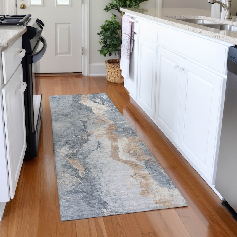 Premium Washable Super Soft Glam Chic Mayfield Rug - Gray - 2'3" x 7'6"