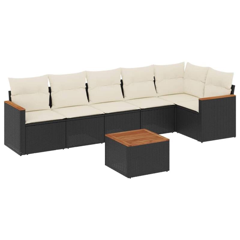 vidaXL Patio Sofa Set with Cushions Outdoor Conversation Furniture Poly Rattan