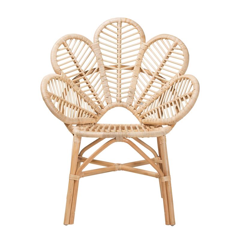 Bianca Modern Bohemian Natural Brown Rattan Flower Chair