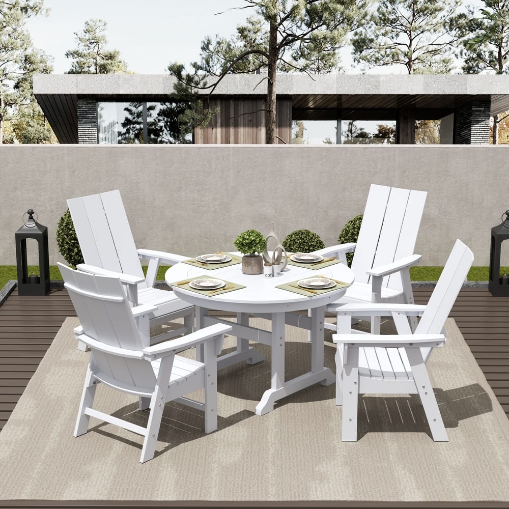 Shoreside 5-Piece Square Poly Eco-Friendly All Weather Outdoor Dining Set with Armchairs