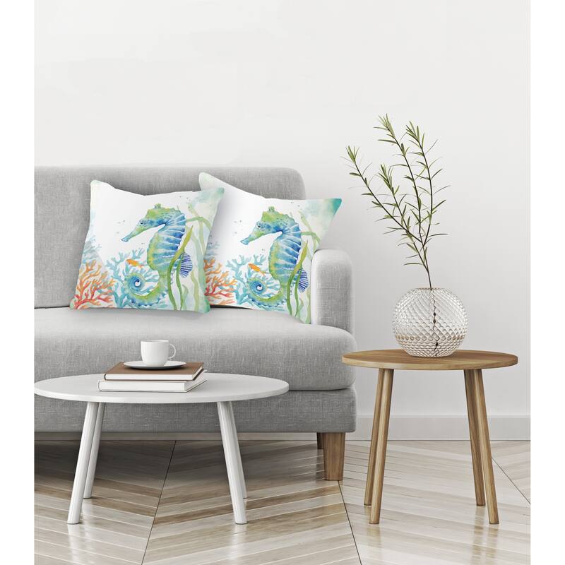 Laural Home Sea Life Seahorse Indoor Decorative Pillow