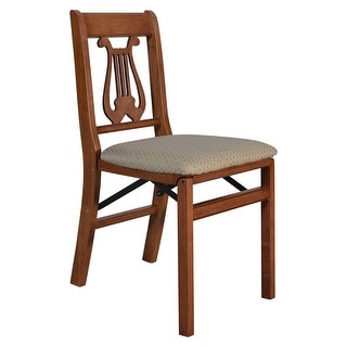 Hardwood Traditional Music Back Folding Chair - Light Cherry Finish and ...