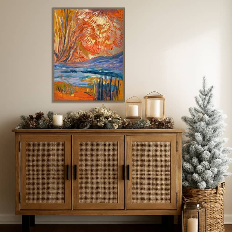 Cadmium Winter Solstice II by Dorothy Fagan (23 x 30 in.), Framed Canvas Wall Art Print - Sylvie Dark Gold