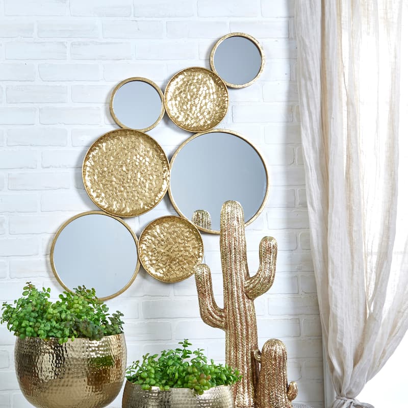 Sagebrook Home Iron & Glass Artisanal Circle Harmony Wall Accent - 39" x 1" x 24" - Gold