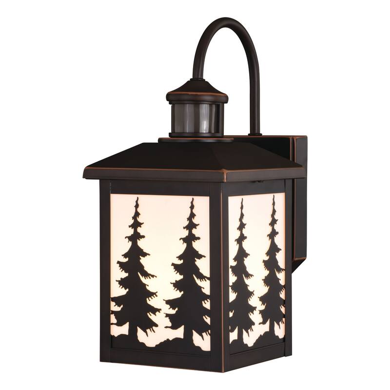 Roseto Brooks 15" Tall Outdoor Wall Sconce with Frosted Glass Shade - Burnished Bronze