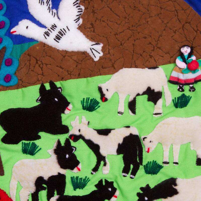 Novica Handmade Garden Stream Cotton Blend Applique Wall Hanging