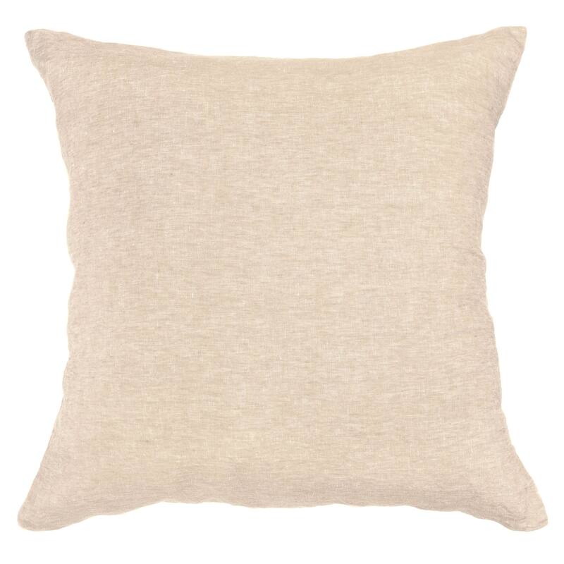 French Linen Pillow with Removable Sham by BOKSER HOME - 26" x 26" - Putty Heather