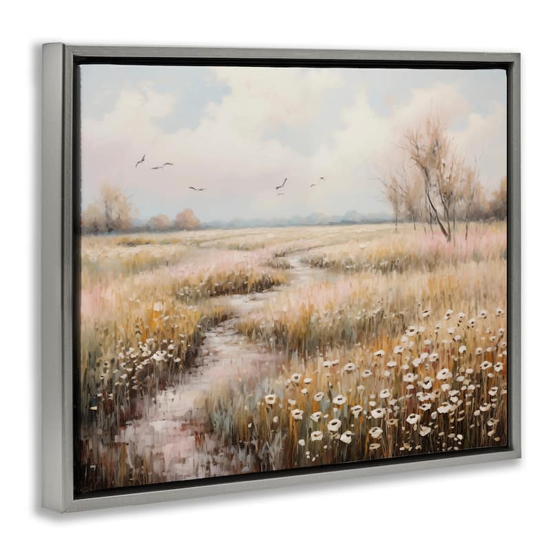 Stupell Wildflowers by Rural Path Framed Floater Canvas Wall Art Design By Arlington Prints