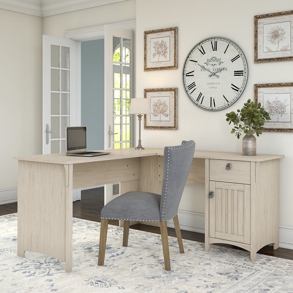 The Gray Barn Lowbridge Antique White L Shaped Storage Desk Overstock 20133407