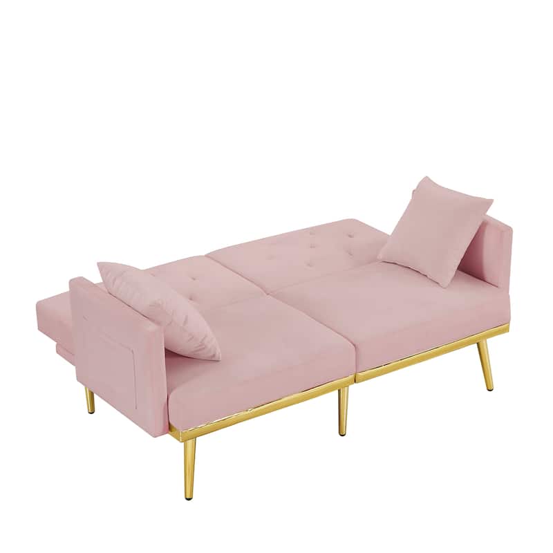 Modern Velvet Sleeper Sofa Bed Convertible Futon Couch with Pillows ...
