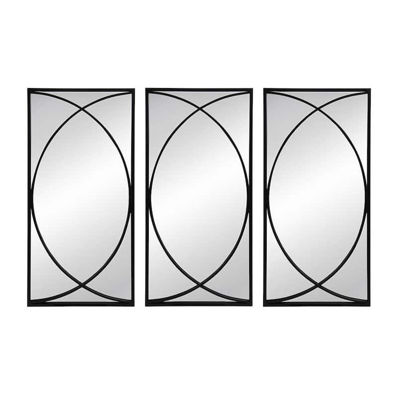 HomeRoots Set of Three Black Iron Framed Accent Mirror - 15.7' X '31.9' X '0.7