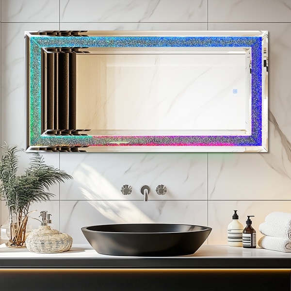Large Sparkling Crystals Diamond Embedded Venetian Wall Mirror