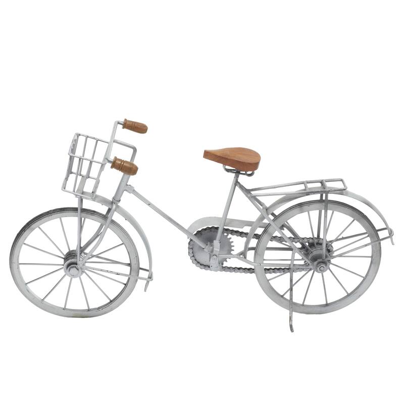 Yellow, Blue or Silver Metal Bike Decorative Sculpture with Wood Accents