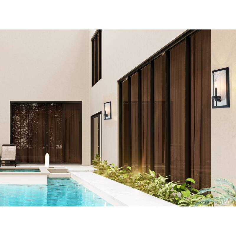 15.5" Modern Outdoor Wall Sconce with White Rock Plate