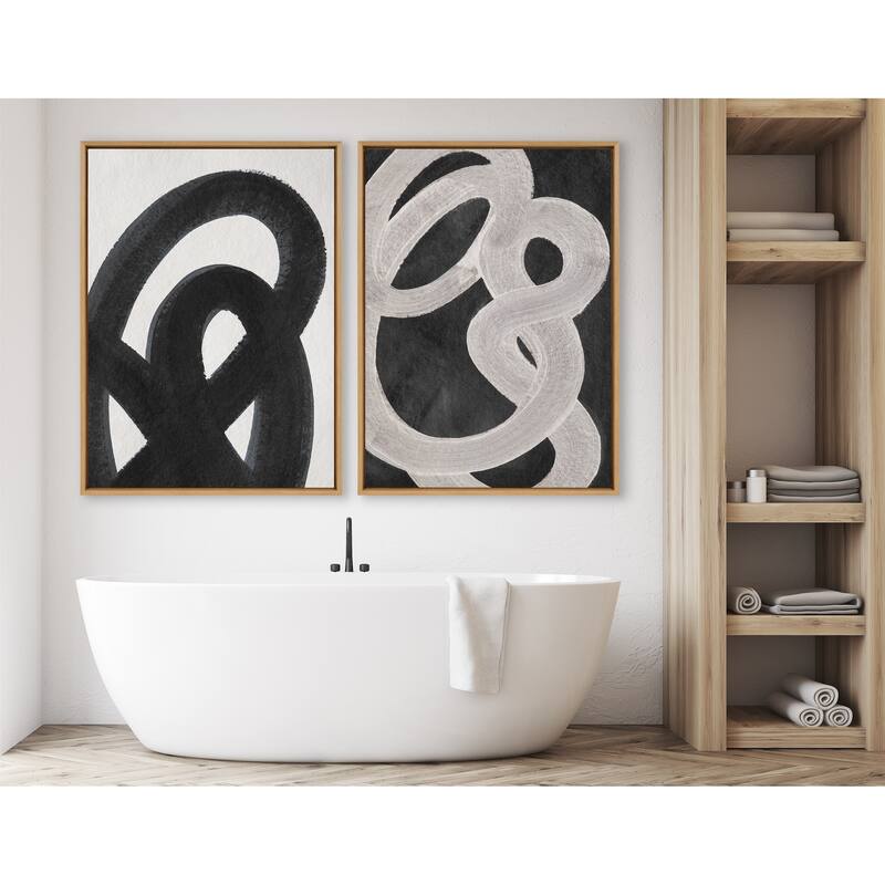 Kate and Laurel Sylvie Japandi 12 Black Framed Canvas by Rocket Jack
