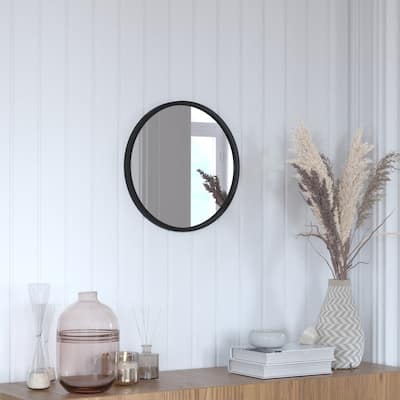 Wall Mount Shatterproof Round Accent Wall Mirror with Metal Frame