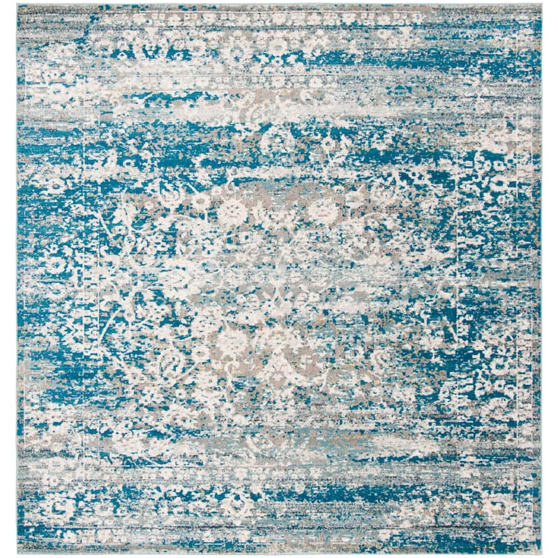 SAFAVIEH Aria Janos Vintage Boho Oriental Rug - 6'5" Square - Blue/Creme