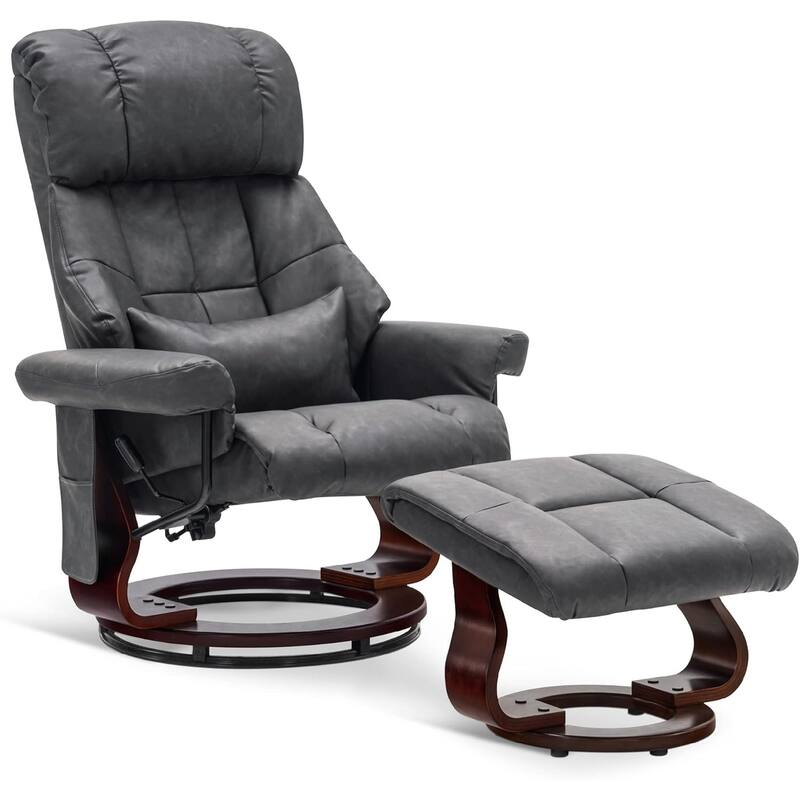 MCombo Recliner Chair with Ottoman Vibration Massag Faux Leather 9068