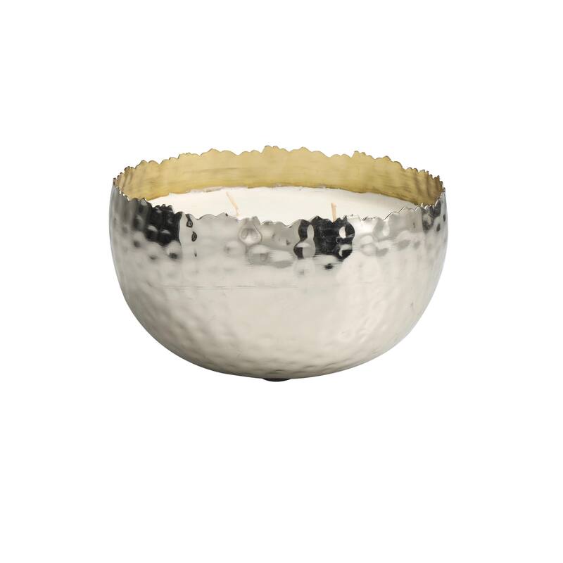 Metal Scented Hammered 30 oz 3 Wick Decorative Candle with White Wax - Gold, Silver, Black - Roche River Decor