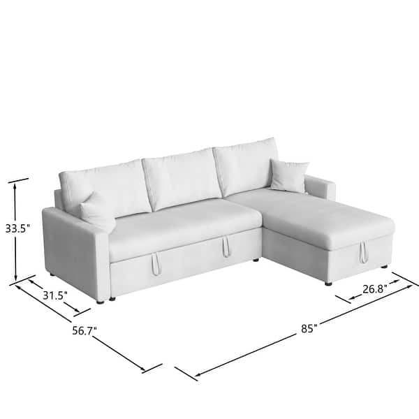 85" Pull Out Sleeper Sofa Bed L Shape Section with Storage Chaise - Bed ...