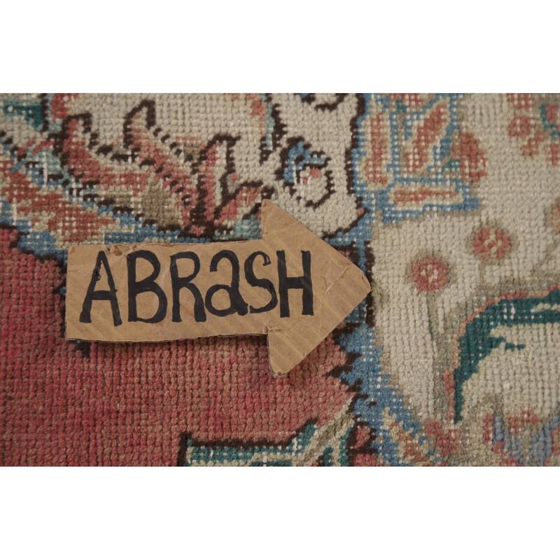 Hand Knotted Oriental 100% Wool Carpet Traditional Floral Pink Tabriz Area Rug - 12' 10'' X 9' 7''