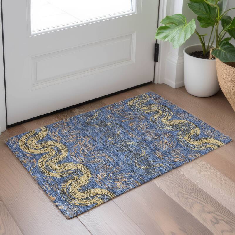 Machine Washable Indoor/ Outdoor Modern Ari Chantille Rug