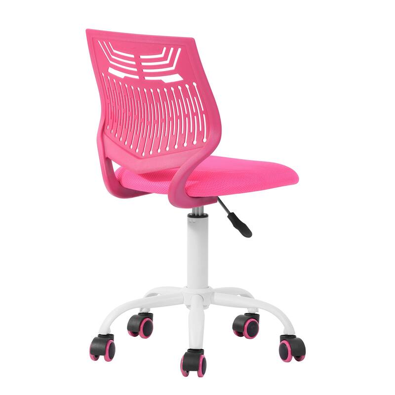 Fuchsia and White Adjustable Height Swivel Rolling Office Chair
