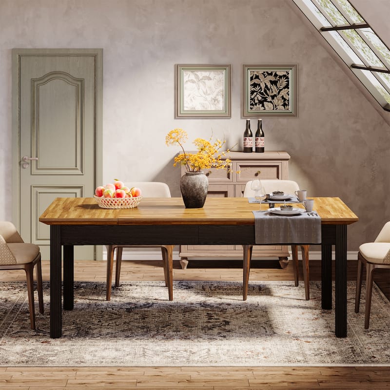 62-Inch Rectangular Kitchen Table with Solid Wood Legs