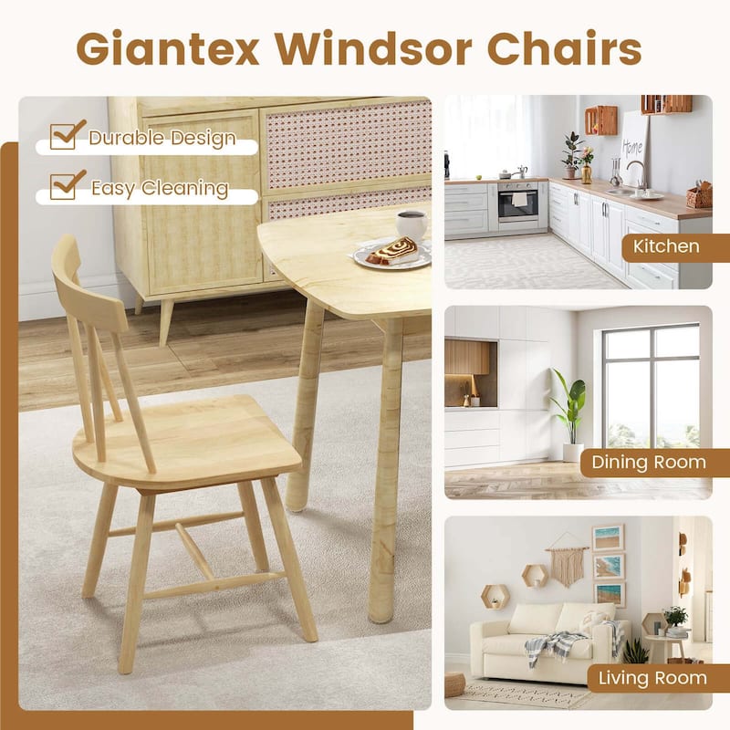 Costway Dining Chairs Set of 2 Windsor Chairs Wood Armless Chairs with - See Details
