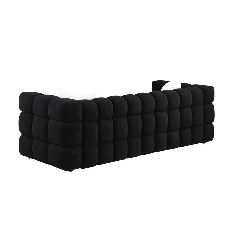 84.3" Boucle Marshmallow Sofa - 3-Seater with 35.8" Deep Seat, Ergonomic Design for US Homes and 2 Pillows
